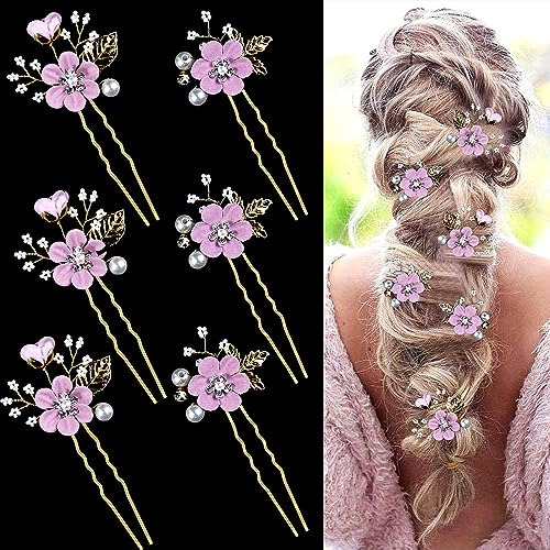 6 Piezas Bridal Flower Wedding Hair Pins Crystal Xhpgr