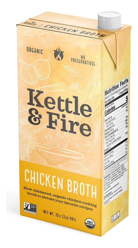 Kettle & Fire Caldo De Hueso Pollo Sin Gluten Gmo Free 907ml