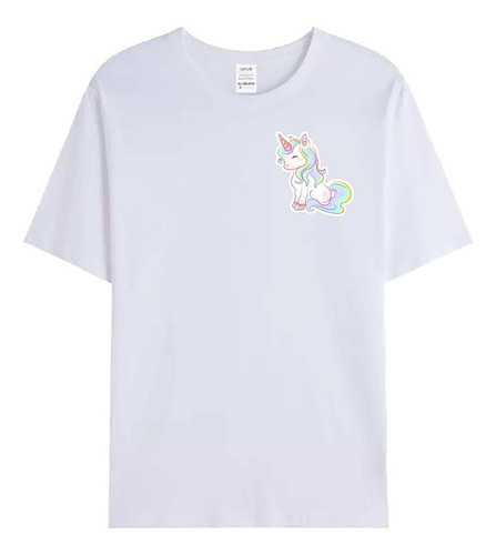 Remera De Algodón Blanca Logo Unicornio R21