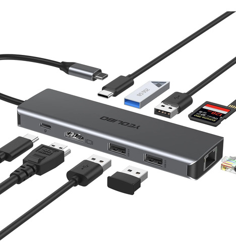 Hub Usb C, Adaptador Usb C Yeolibo, Adaptador Multipuerto 10