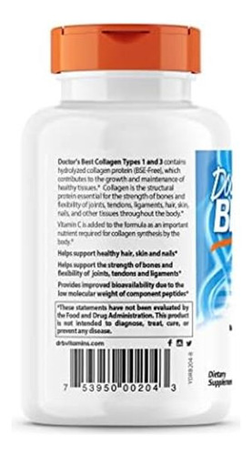 Doctors Best Colágeno Tipos 1 E 3 Com Peptan, Não Ogm, Sem