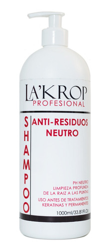 Shampoo Neutro Antiresiduos Para Antes De Keratinas 1lt