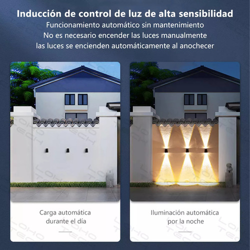 Lamparas De Pared Exterior Focos Led Solar Luz Negro 3focs