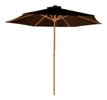 Comprar Ombrelone Central de Madeira 3,00 metros Redondo Guarda Sol Piscina Praia Jardim Grande Importway Cor Preto