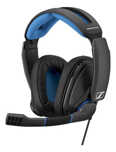 Fone de ouvido over-ear gamer Sennheiser GSP 300 preto e azul