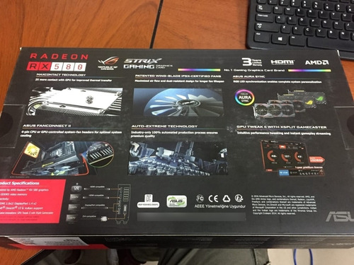 Imagen 2 de 4 de Rx 580 Asus Rog Strix 8gb