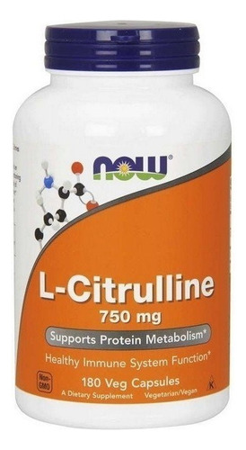 Now Foods | L-citrulline | 750mg | 180 Capsules | Importado