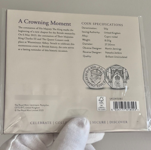 Moeda 2023 50 Pence Coroação Rei Charles Iii Encarte Lacrado