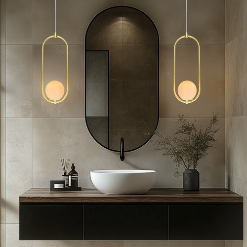 Lustre Arkom Dourado Globo De Vidro Fosco Led 110v/220v
