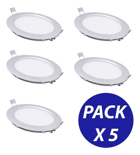 Pack X 5 Unidades Embutidos Led Redondos 6w Luz Calida