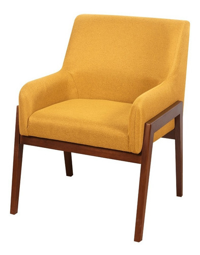 Cantia Cuernavaca Silla / Sillón Tapizada Minimalista Para Sala Y Comedor Estructura de la silla Marrón Asiento Amarillo Diseño de la tela Liberty