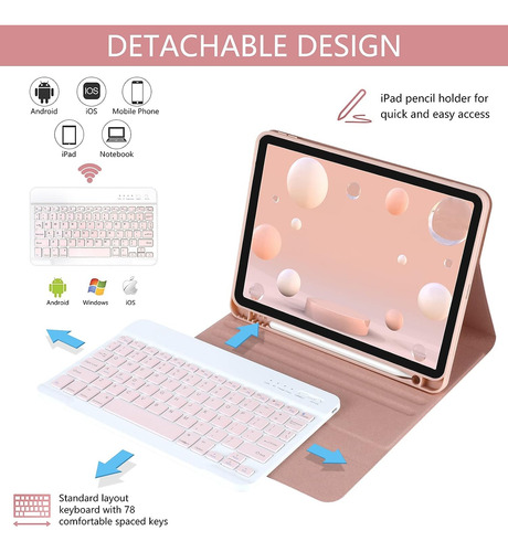 Funda Con Teclado Para iPad Air 5.a 4.a Generacion - Fund...