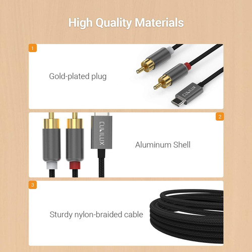 Cable De Audio Cubilux Usb C A Rca, Tipo C A Dual Rca Ster..