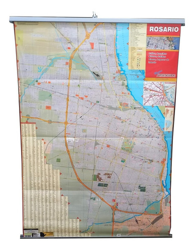 Mapa Ciudad De Rosario 80x60cm Plastificado Y Laminado