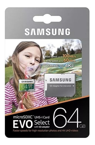 Memoria Samsung Evo 64 Gb Micro Sd U3 Original Msi