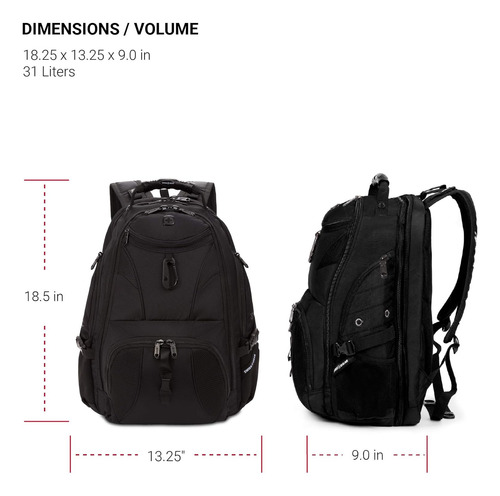 Mochila P/ Laptop De 17'' Swissgear, Capacidad De 31 L Negro