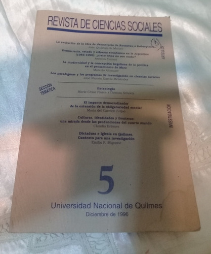 Libro Revista De Ciencias Sociales 5  - Edicion 1996