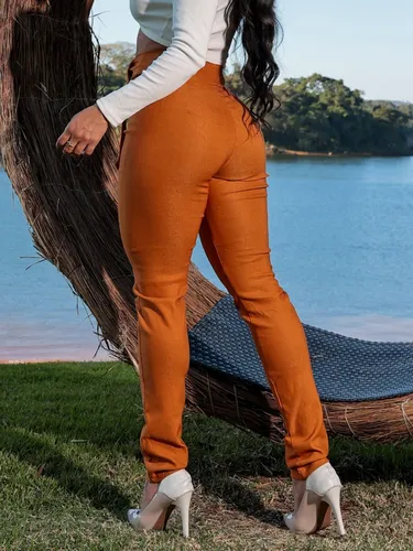 Cal a Clochard Com La o Cintura Alta Moda Social Com Lycra
