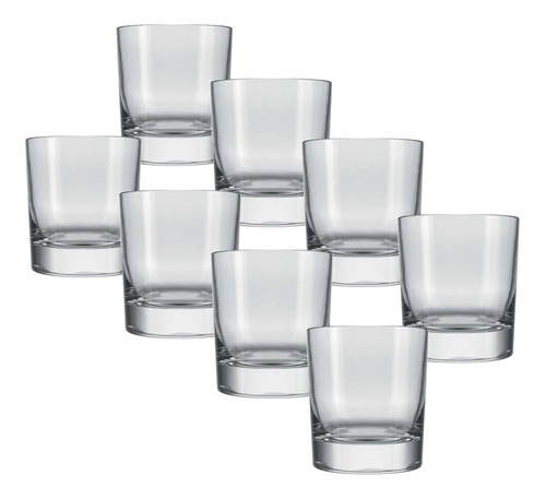 Conjunto Copos 8 Peças Vidro Baixo 310ml Whisky Drink Nadir Cor Transparente