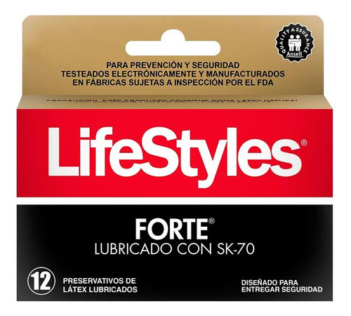Condones Lubricados Forte 12 Unid Más Resistentes Lifestyles