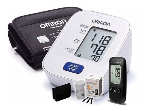 Omron Aparato De Presion + Glucometro  + 25 Tiras 