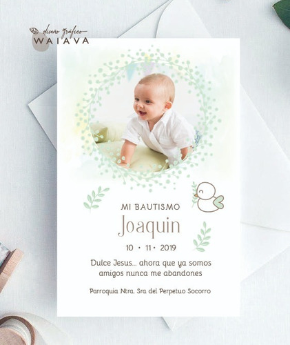 Imagen 10 de 10 de Estampitas Bautismo Tarjetas Estampas Con Foto Nenes X 3u