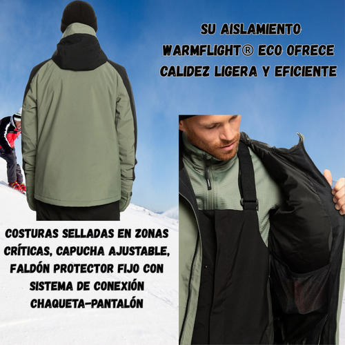 Campera Térmica Quiksilver Snowboard Nieve Hombre Verde Musgo Xl Lisa