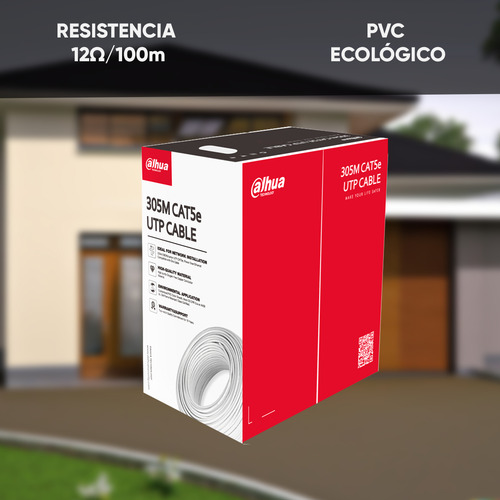 Dahua Bobina De Cable Utp Blanco 100% Cobre Cat 5e 305 Mts