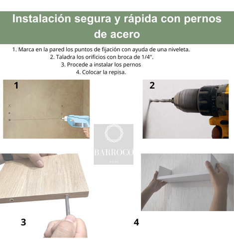 Set 5 Repisas Librero Grande Flotantes Minimalista 80x20cm