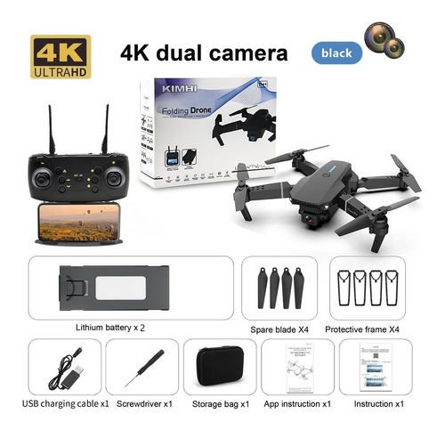 Dron E88 Económico Con Cámara 4k Hd + 2 Baterías + Bolsa