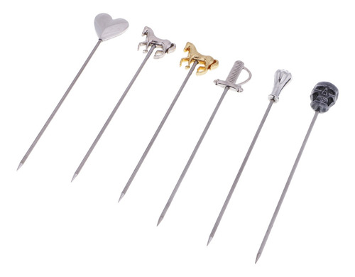 6 Pcs Aço Inoxidável Picks Frutas Pin Cocktail Sinais De Fru