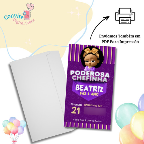 Convite De Aniversário Digital Virtual Poderoso Chefinho Modelo 3 Menina