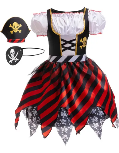 Disfraz De Pirata De 8 Piezas Para Niños – Juego De Rol Completo Con Espada, Parche, Mapa Y Brújula, Tallas 5-6 Años