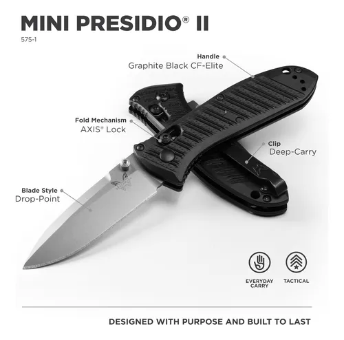 Cuchillo Táctico Benchmade Mini Presidio Ii 575-1 Con Mango
