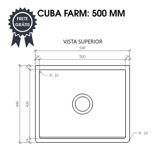 Cuba Coz Estilo Fazenda Durasein 50cm Frete Grátis S/juros