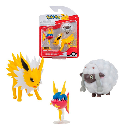 Pack 3 Figuras Pokemon - Wooloo - Carvanha - Jolteon