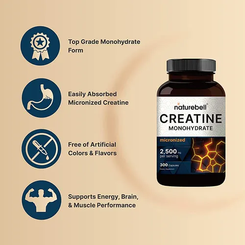 Creatina Monohidrato 2500mg Cápsulas, 300 Count Micronized U