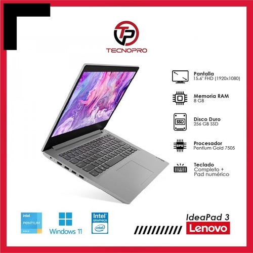 Imagen 2 de 7 de Laptop Lenovo Pent Gold = Core I3 - 8 Gb Ram - 256 Gb Ssd