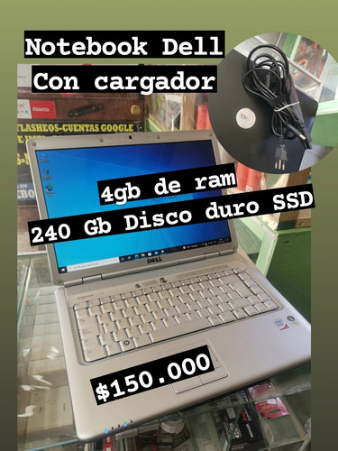Notebook Dell, Disco Ssd 240 Gb, 4 Gb De Ram, Con Cargador 