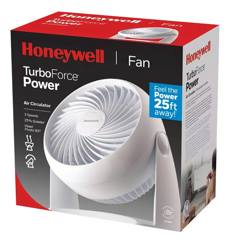 Estrutura do ventilador de mesa de circulação de ar Honeywell Turbo Force Power, cor branca