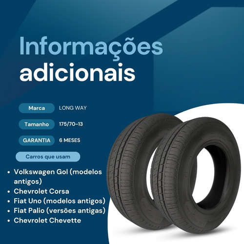 Kit 2 Longway Pneu 175/70 R13 Aro 13 Com Qualidade