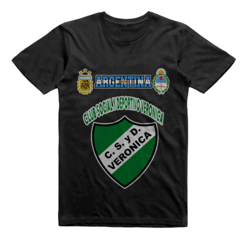 Remera Algodon Negra Club Social Deportivo Veronica