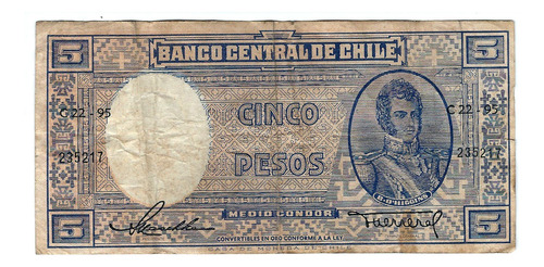 Chile - Billete 5 Pesos Maschke Herrera - C22 235217