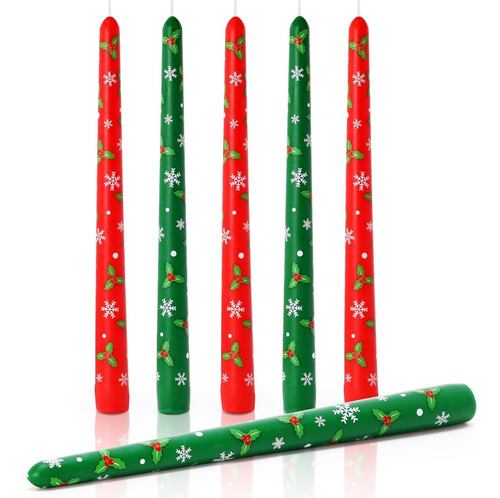 Velas Cónicas De Navidad De 25 Cm De Alto, Juego De 6 Sin Pe