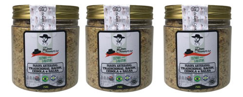 Kit 03 Farofa Natural Cebola E Salsa, Ervas E Sabor Bacon