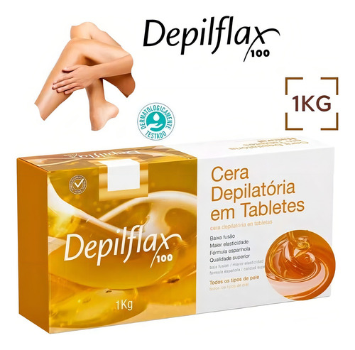 Kit 6 Cera Quente Depilação Tabletes Natural Depilflax 1kg