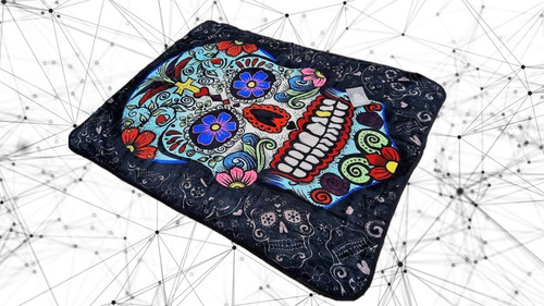 Imagen 3 de 6 de Frazada Catrina Calavera 1.27 X 1.52 M Suavecita Colorida