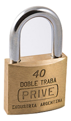 Candado De Bronce Doble Traba De 40mm Prive 354 Color Dorado