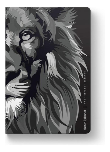 Sketch & Planner Lion Colors Black & White Ore, Estude,