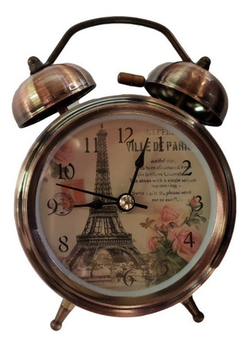 Relógio D Mesa Despertador Pariz Retro Com Luz Led Le-8120 Cor Cobre